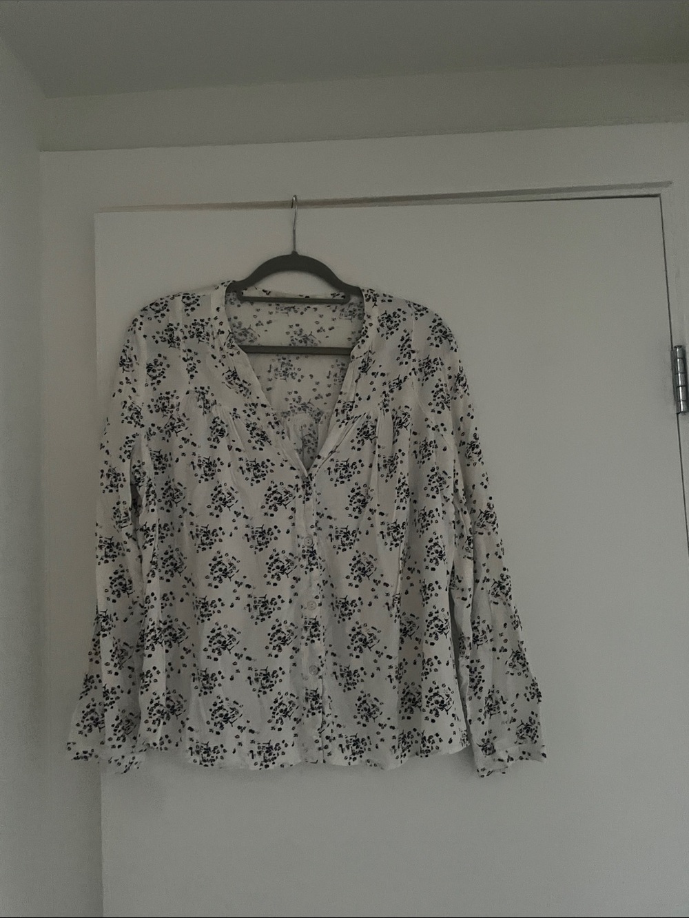 Just Living Cream Blouse with Navy Floral Print